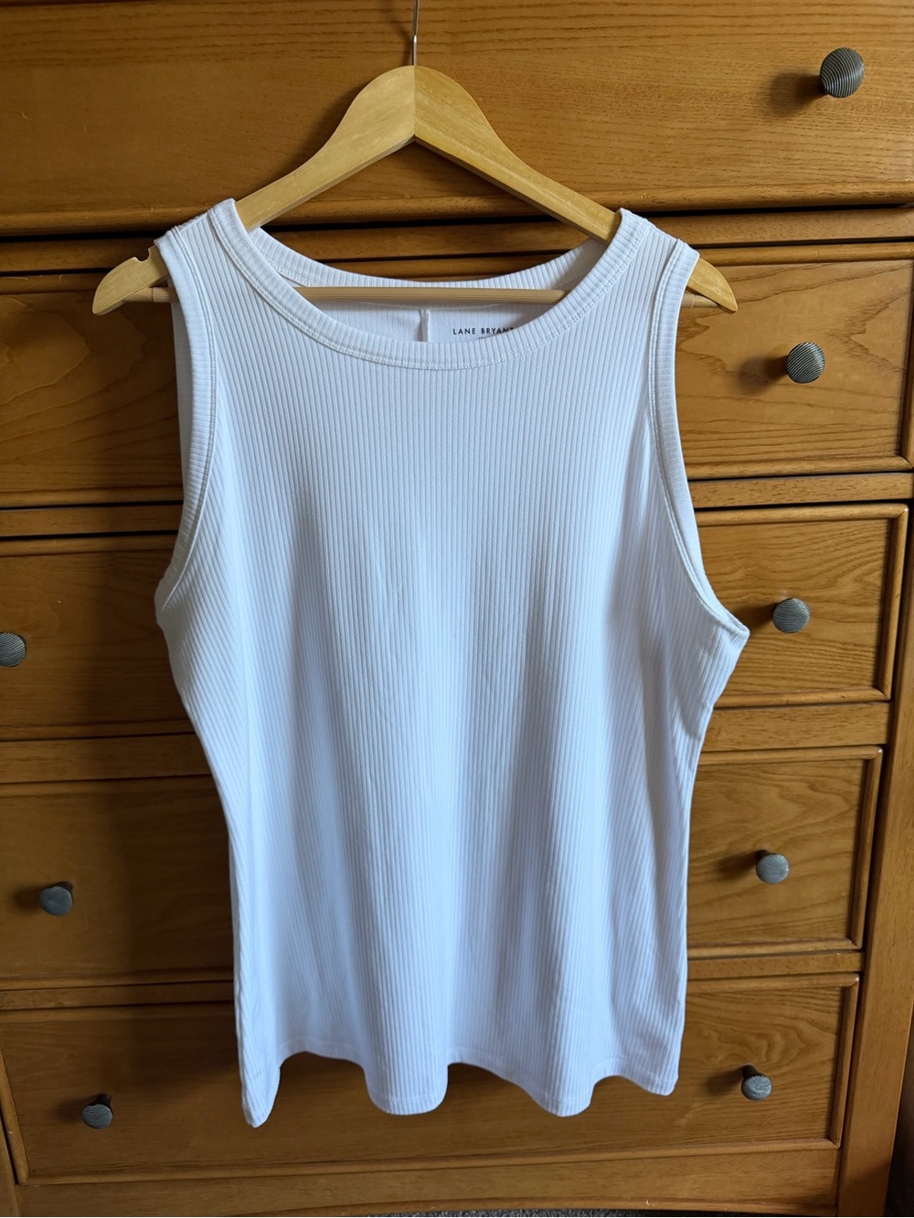 Lane Bryant High-Neck Rib Tank Womens Size 18/20 White Casual Layering Stretch